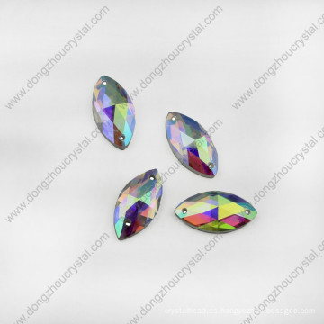 Navette Crystal Glass Jewelry Piedras para costura de zapatos